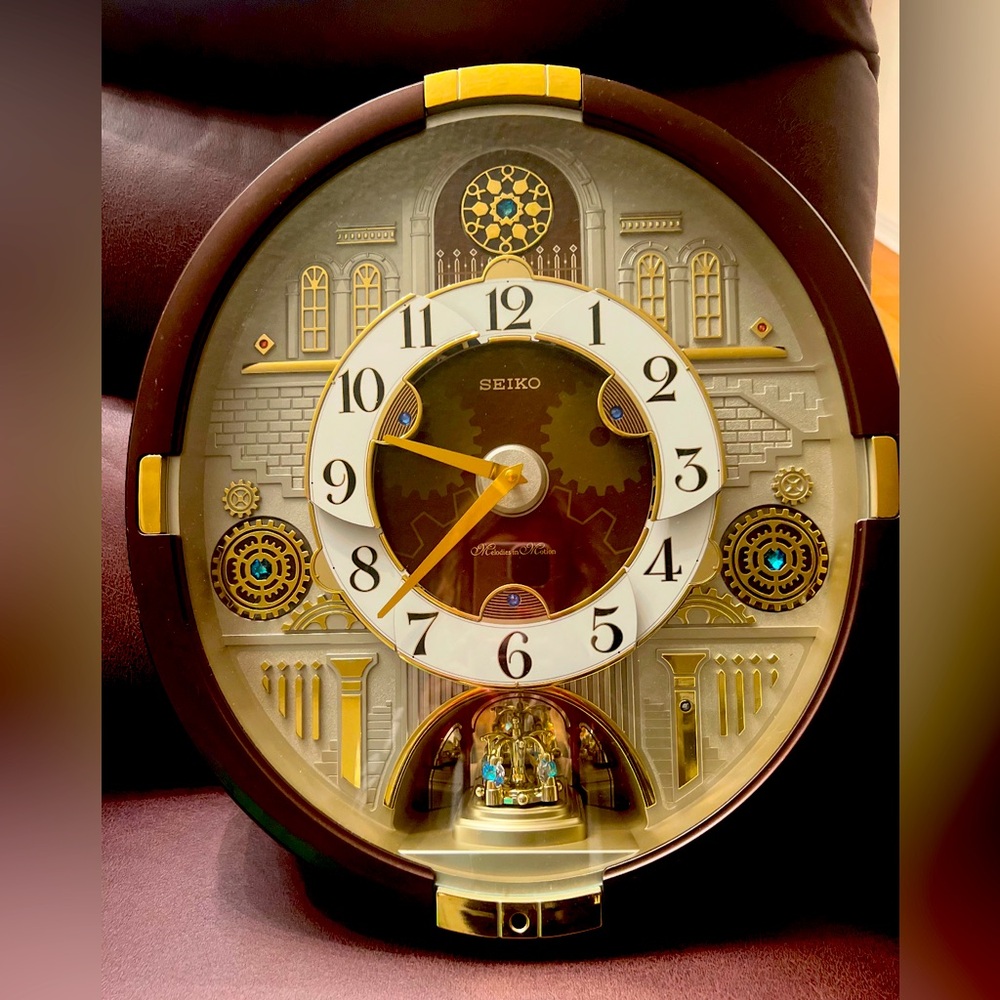 Seiko Melodies in Motion Clock Clock with Swarovski Crystals